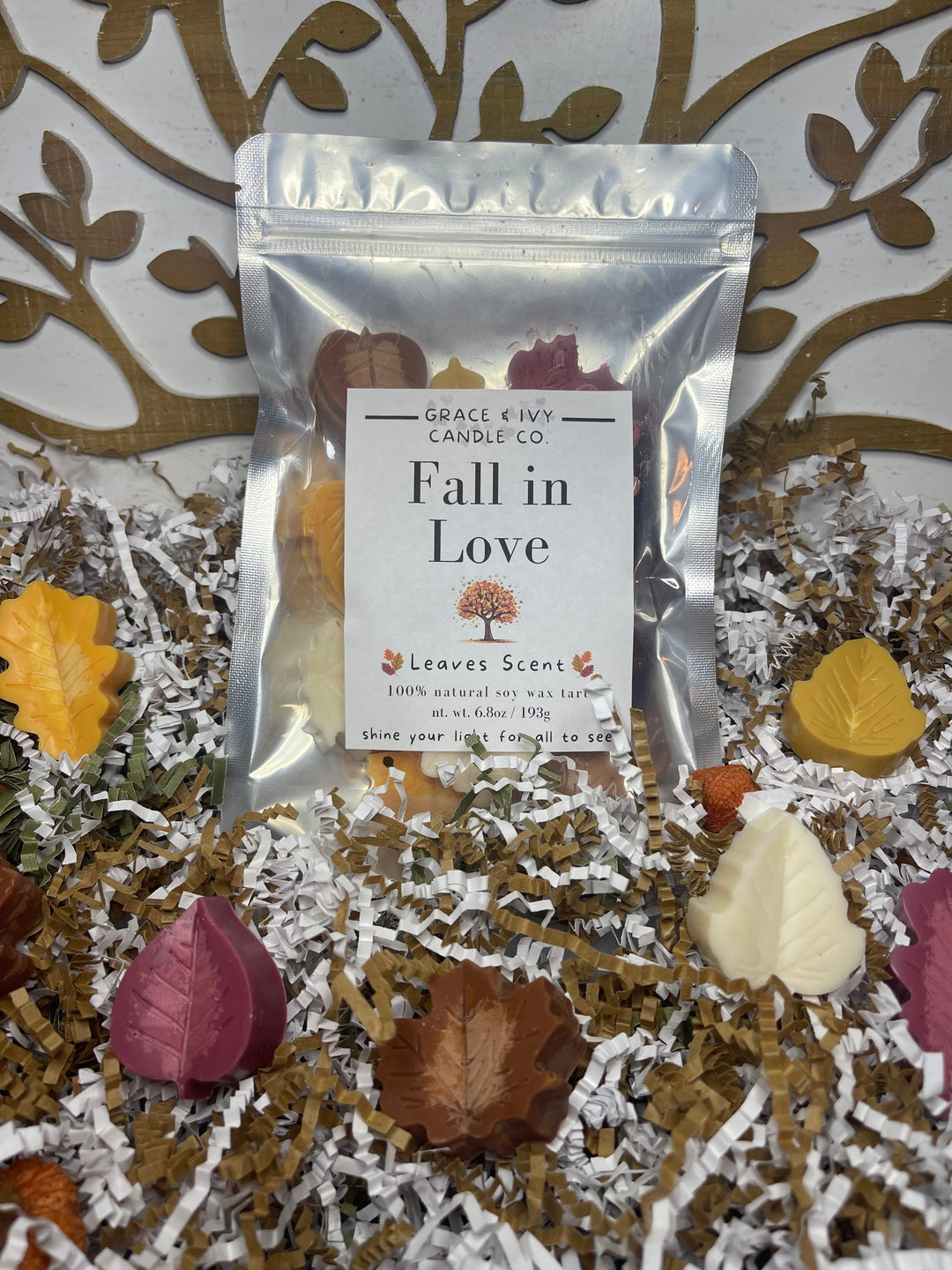 Fall in Love Leaves Large Wax Tart Bag Grace and Ivy Candle Co